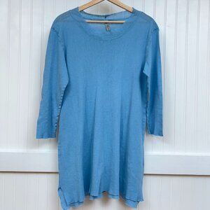Cynthia Ashby Light Blue Tunic Dress Women's M Long Sleeve Knit Lagenlook